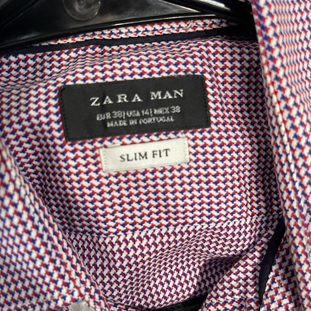 Zara Red and Blue Slim Fit Shirt